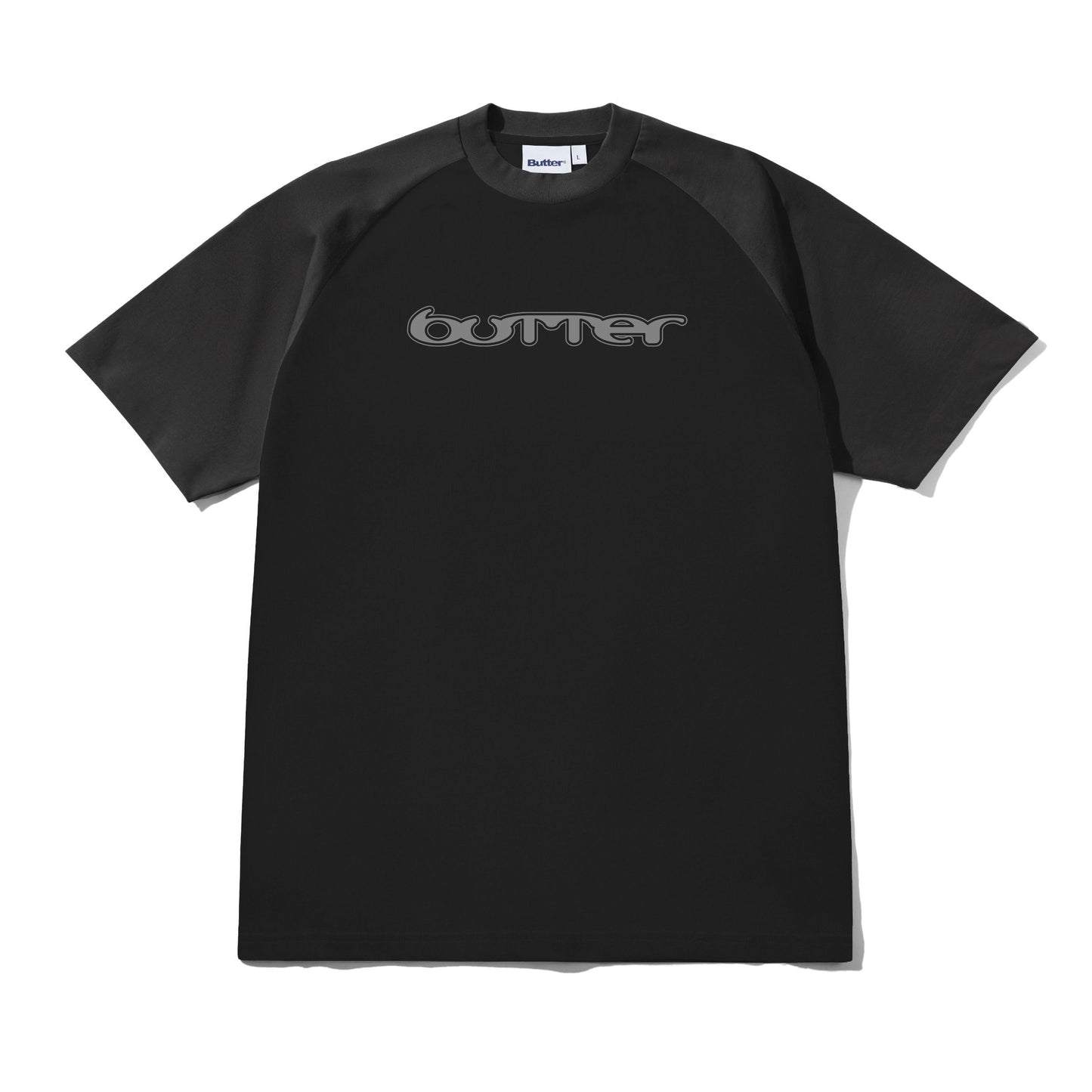 Butter Goods Witness Raglan Tee - Black/Dark Grey