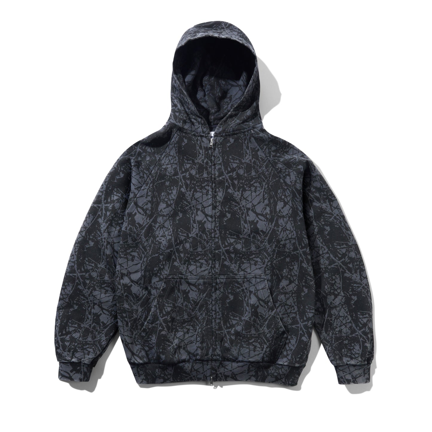 Butter Goods Woods Camo Zip-Thru Hoodie - Washed Black