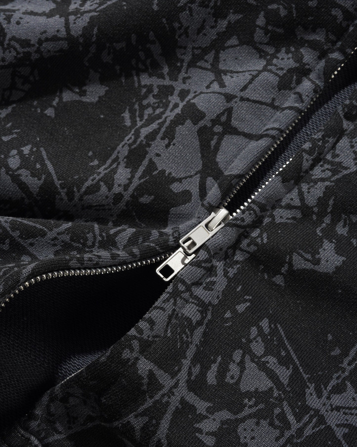 Butter Goods Woods Camo Zip-Thru Hoodie - Washed Black