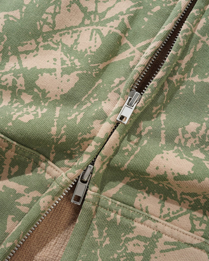 Butter Goods Woods Camo Zip-Thru Hoodie - Washed Sage
