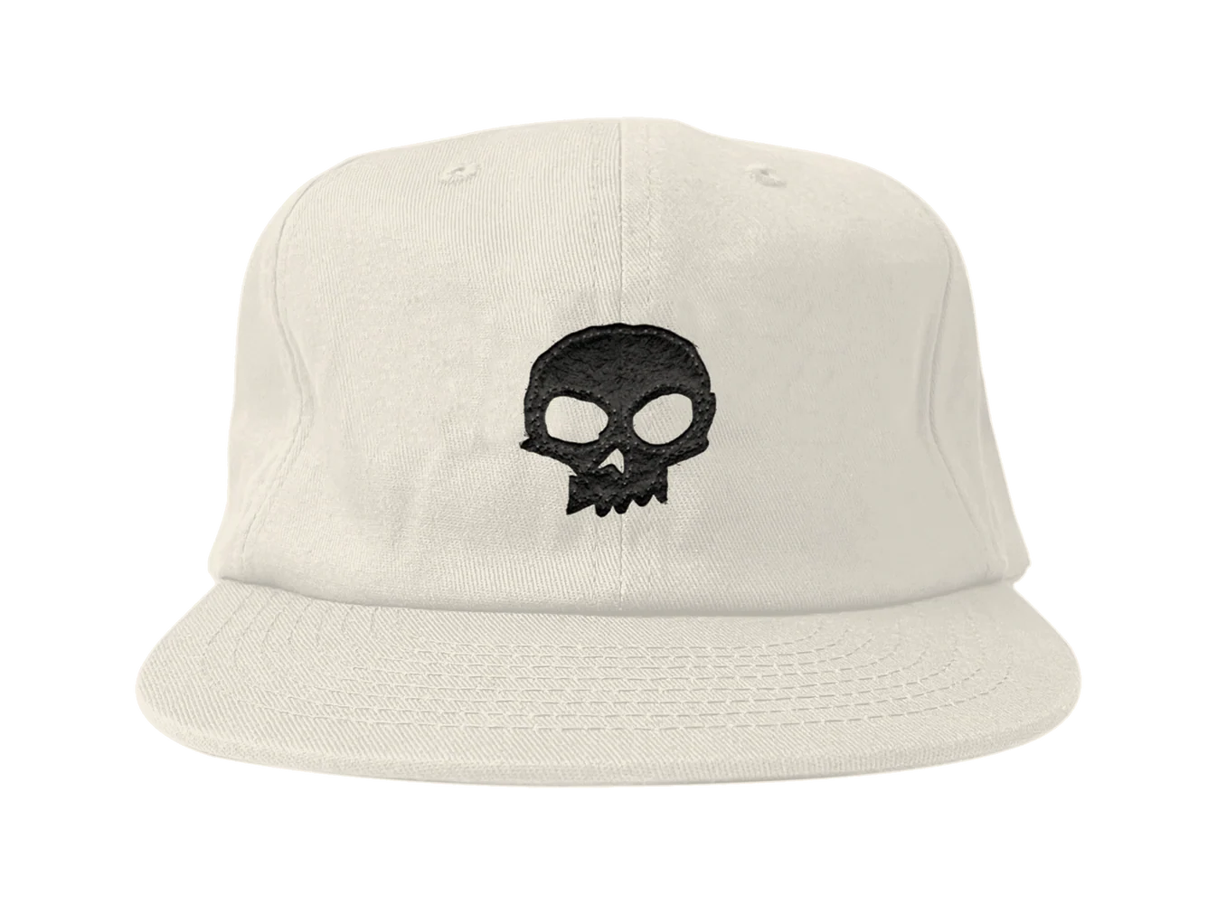 Zero Single Skull Felt Applique Strapback Hat - White/Black