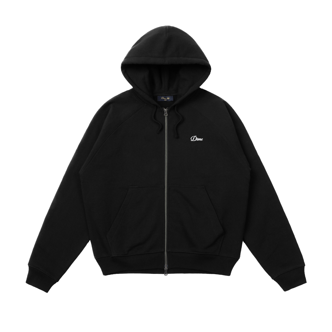 Dime Cursive Small Logo Heavyweight Zip Hoodie - Black