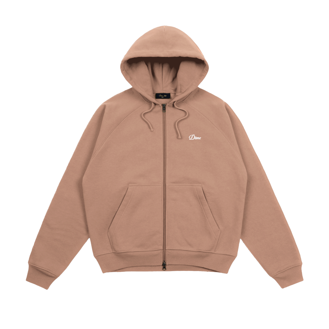 Dime Cursive Small Logo Heavyweight Zip Hoodie - Sepia