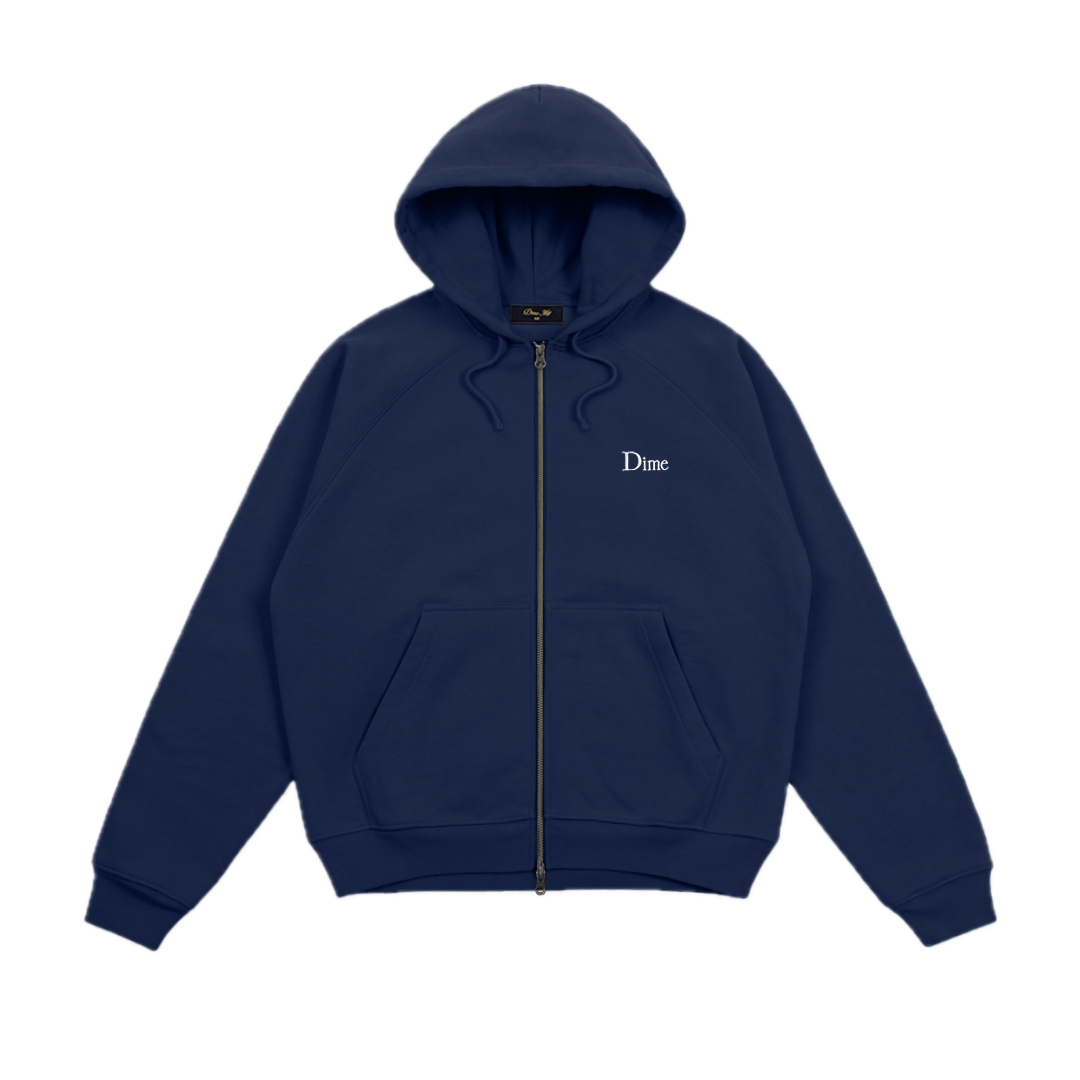 Dime Classic Small Logo Zip Hoodie - Midnight Navy