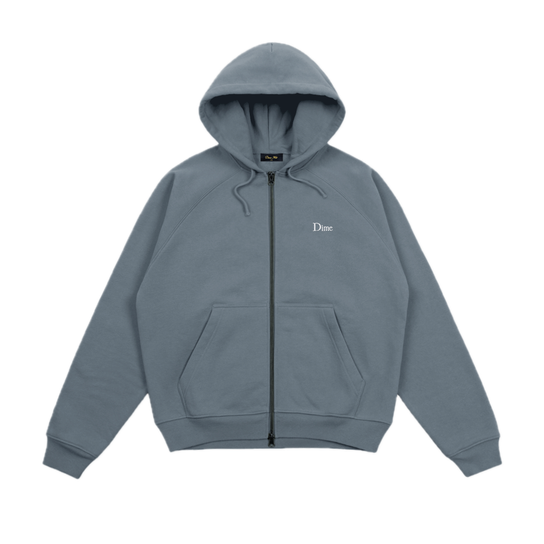 Dime Classic Small Logo Zip Hoodie - Granite