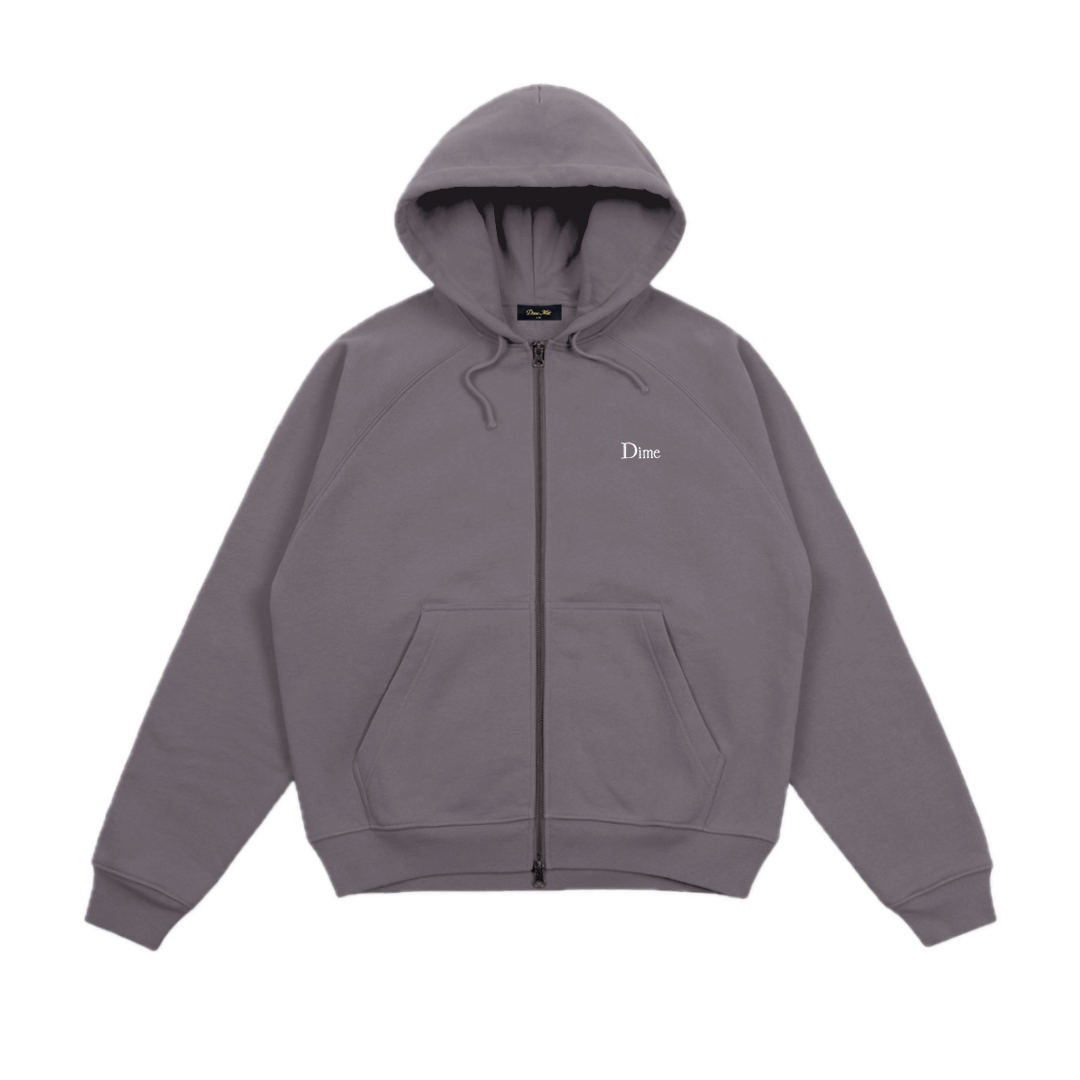 Dime Classic Small Logo Zip Hoodie - Charcoal Grape