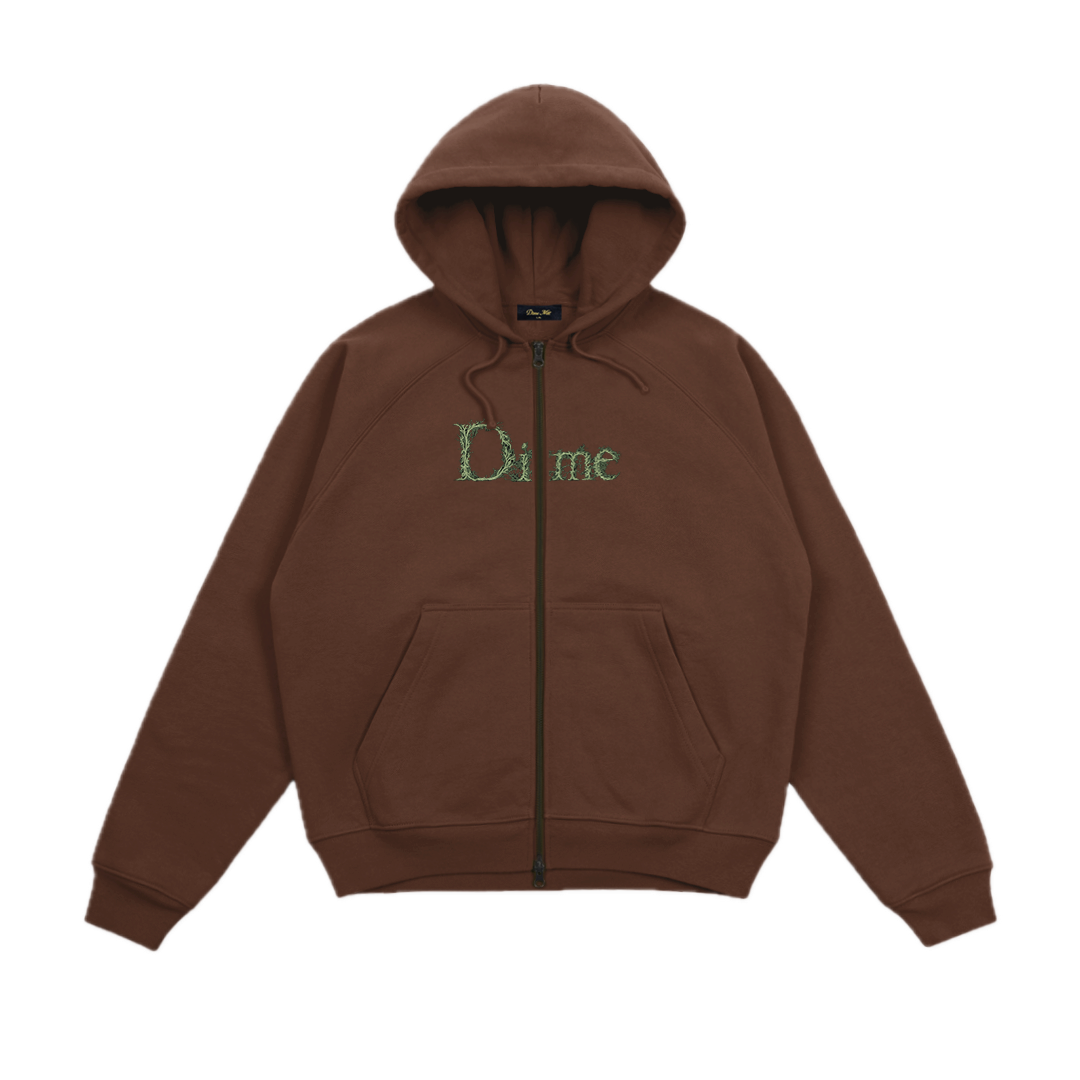 Dime Classic Veins Zip Hoodie - Dark Brown