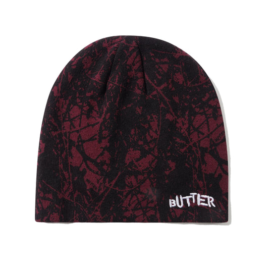 Butter Goods Woods Camo Skully Beanie - Rust