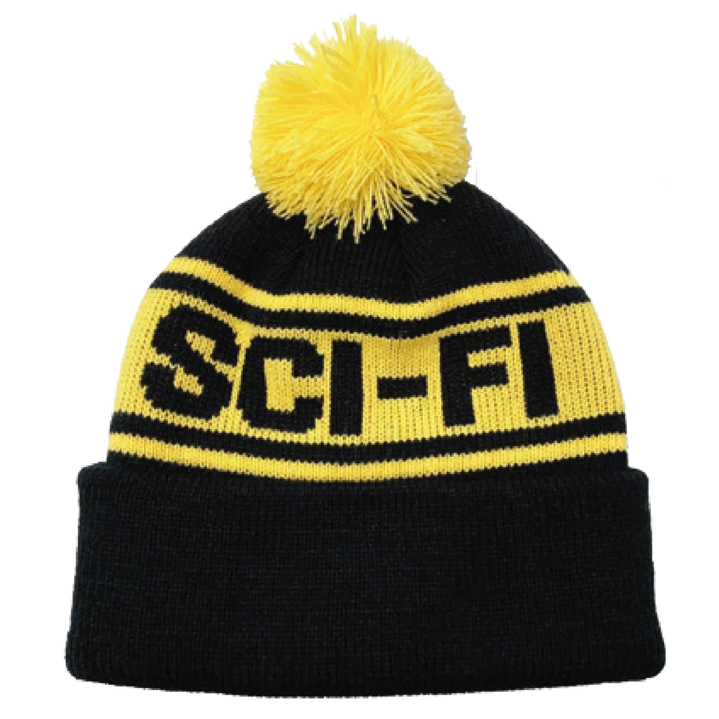 Sci-Fi Fantasy Pom Beanie - Black/Yellow