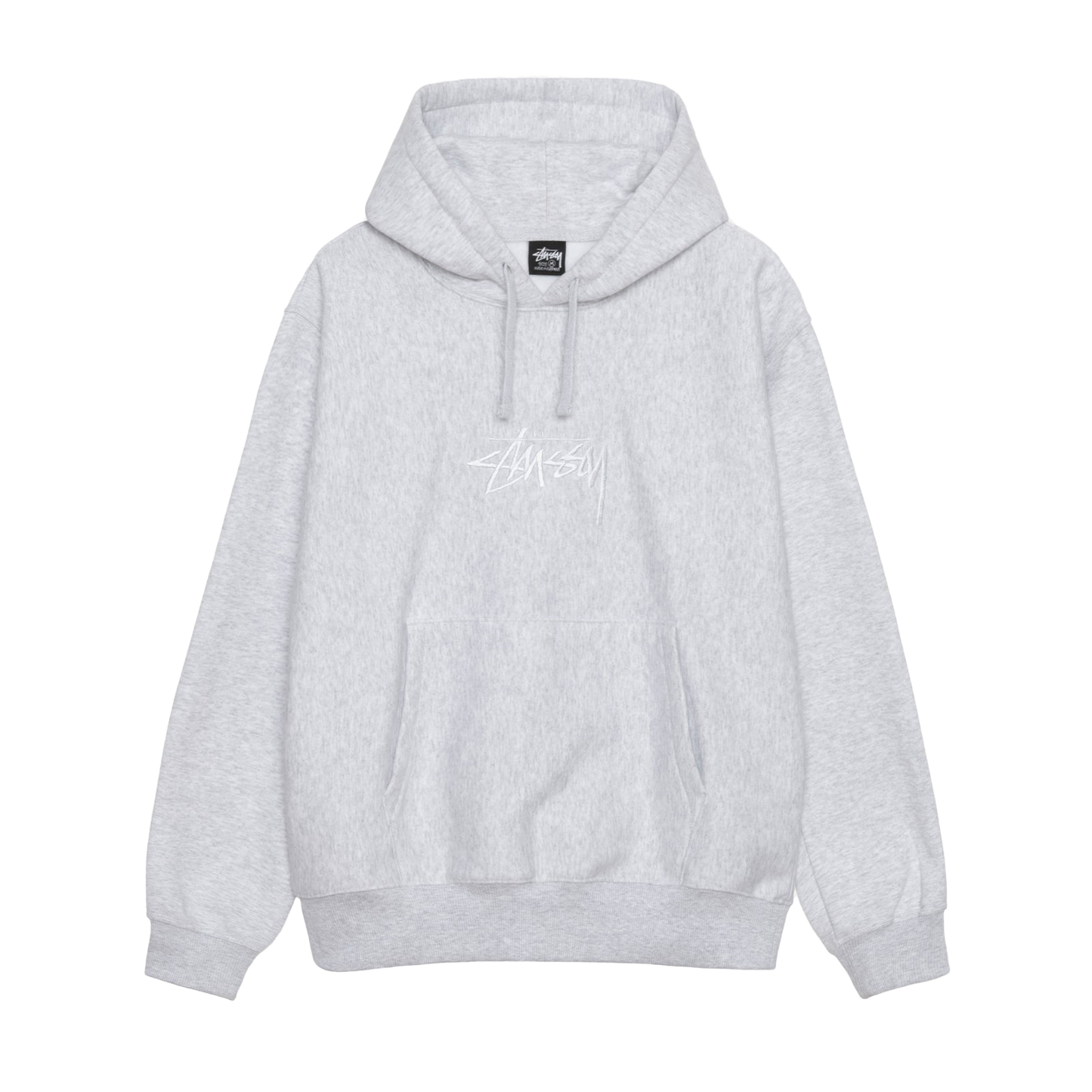 Stussy Stock Logo Applique Hoodie - Ash Heather