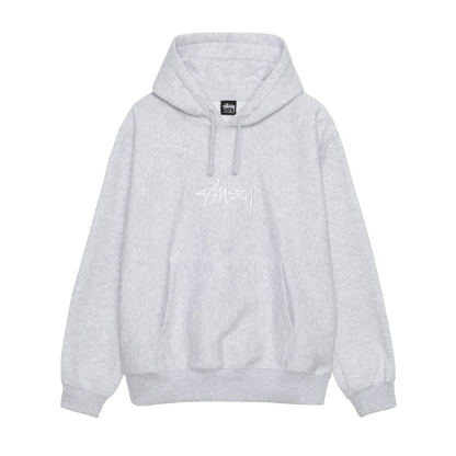 Stussy Stock Logo Applique Hoodie - Ash Heather