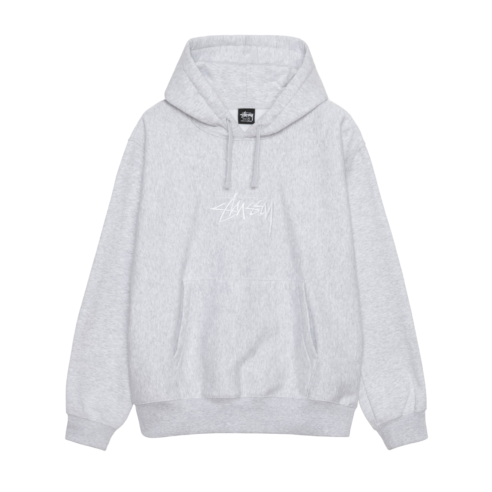 Stussy Stock Logo Applique Hoodie Ash Heather Ninetimes Skateshop