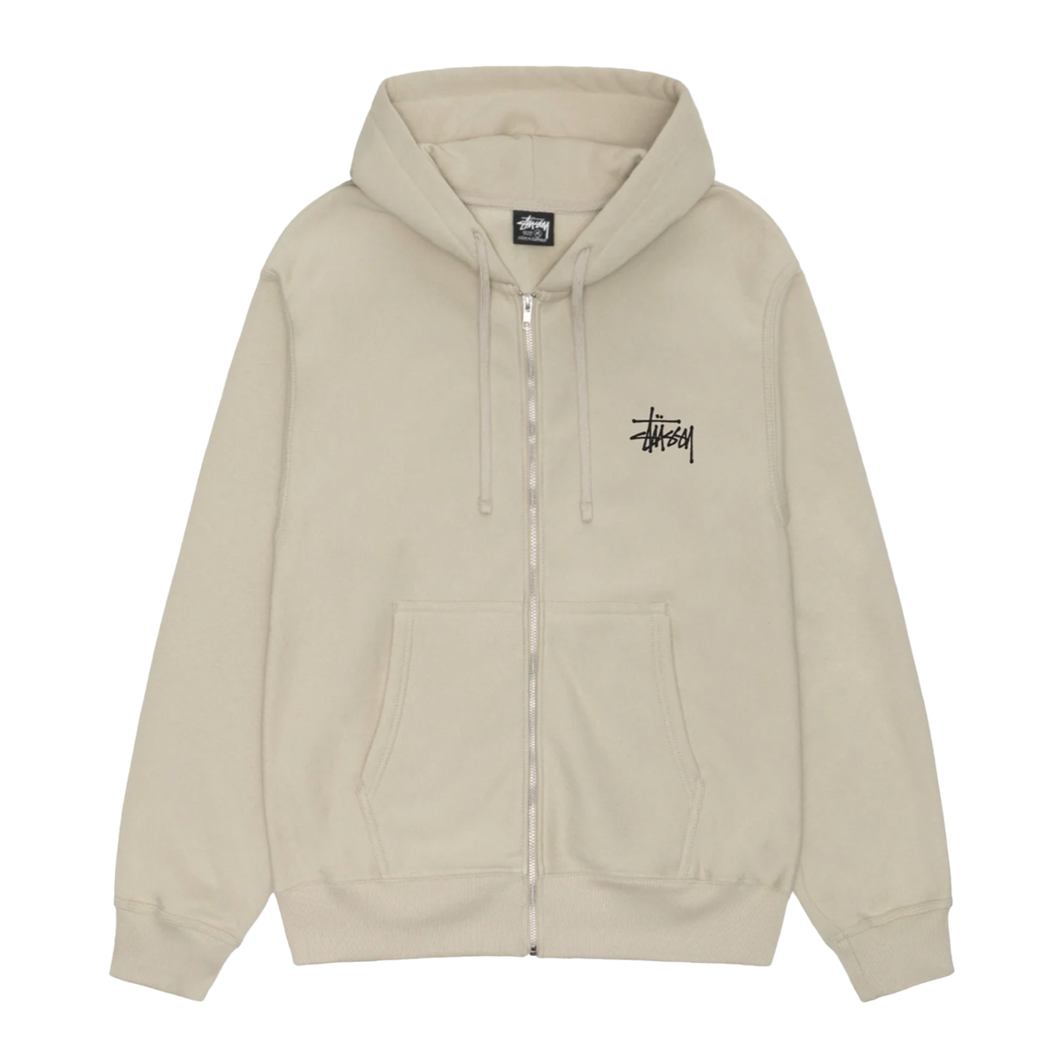 Stussy Basic Zip Hoodie - Khaki – Ninetimes Skateshop