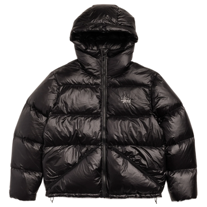 Stussy Micro Ripstop Hooded Down Puffer - Jet Black