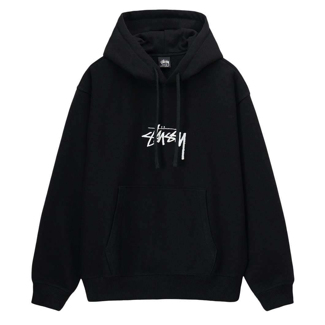 Stussy Stock Logo Applique Hoodie - Black