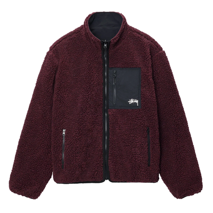 Stussy Sherpa Reversible Jacket - Burgundy