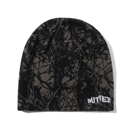 Butter Goods Woods Camo Skully Beanie - Black