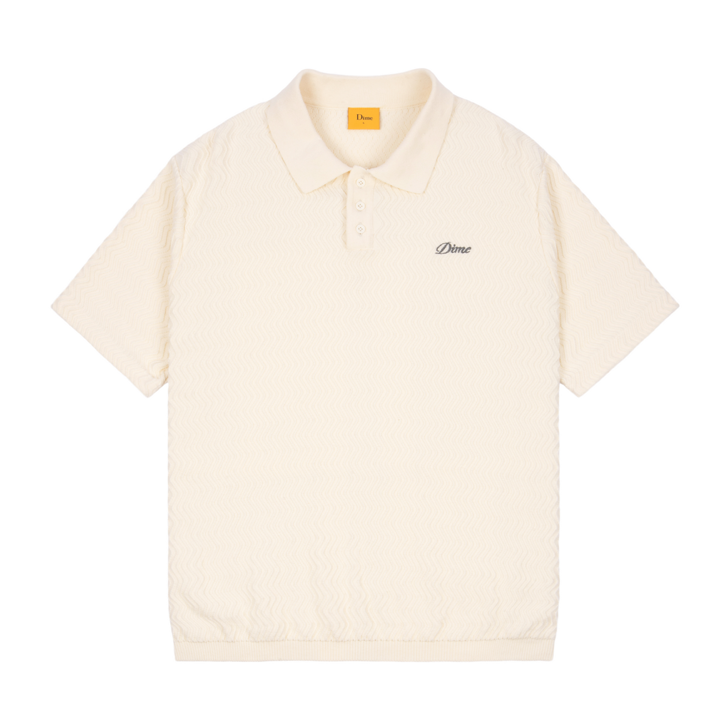 Dime Wave Cable Knit Polo - Cream