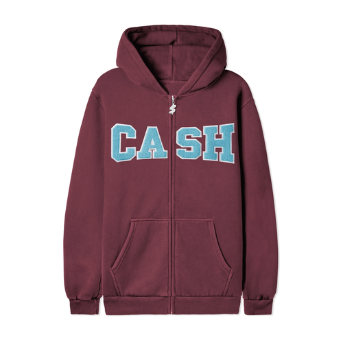 Cash Only Campus Zip Hood - Burgundy