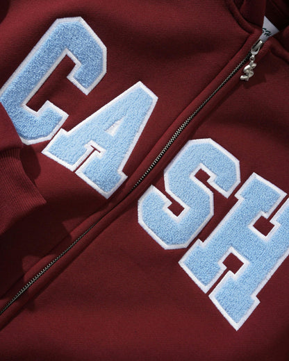 Cash Only Campus Zip Hood - Burgundy