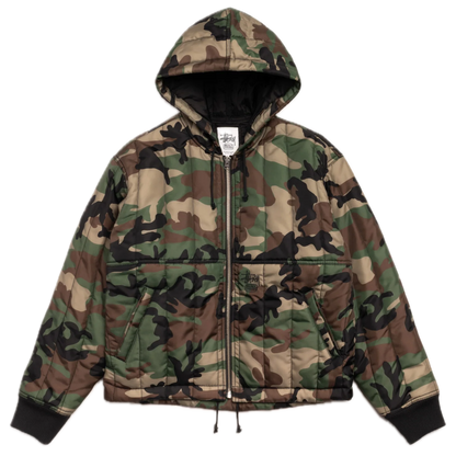 Stussy Quilted Nylon Work Jacket - Woodland Camo