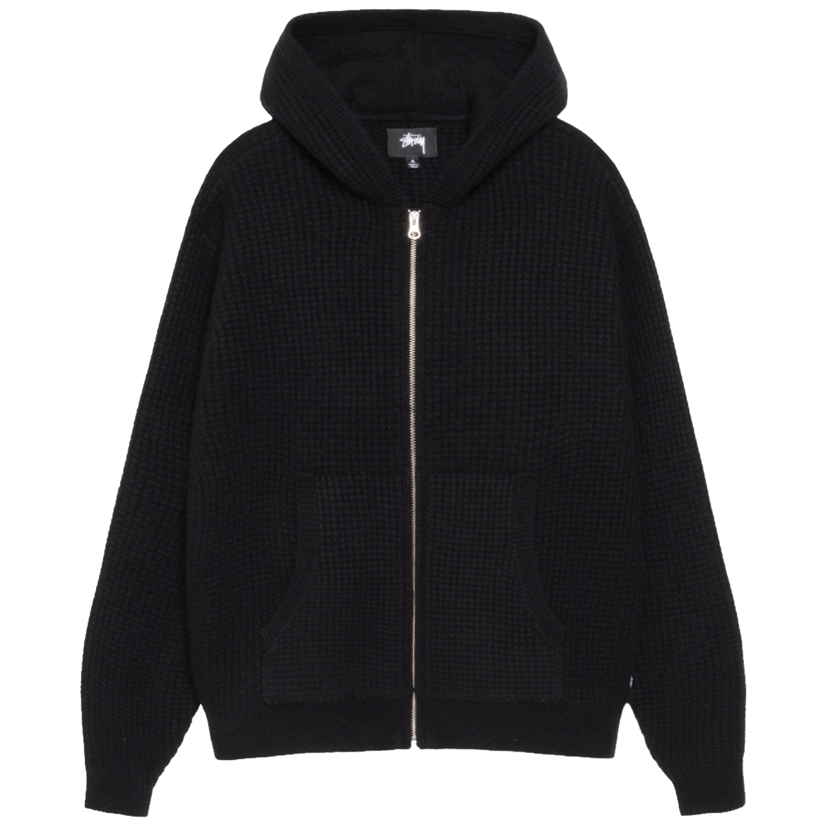 Stussy Waffle Cashmere Zip Hood - Black