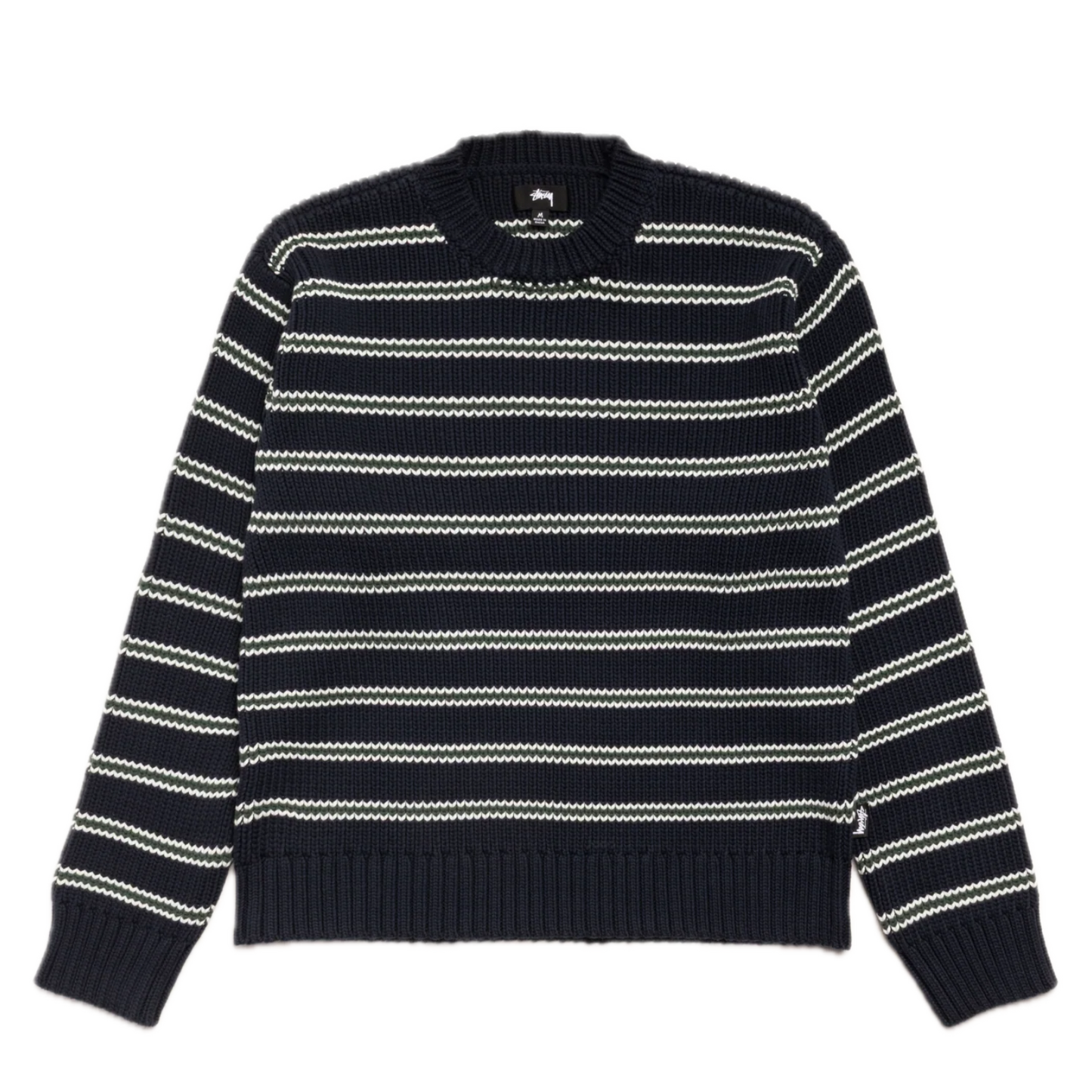 Stussy Chunky Cotton Stripe Sweater - Ocean