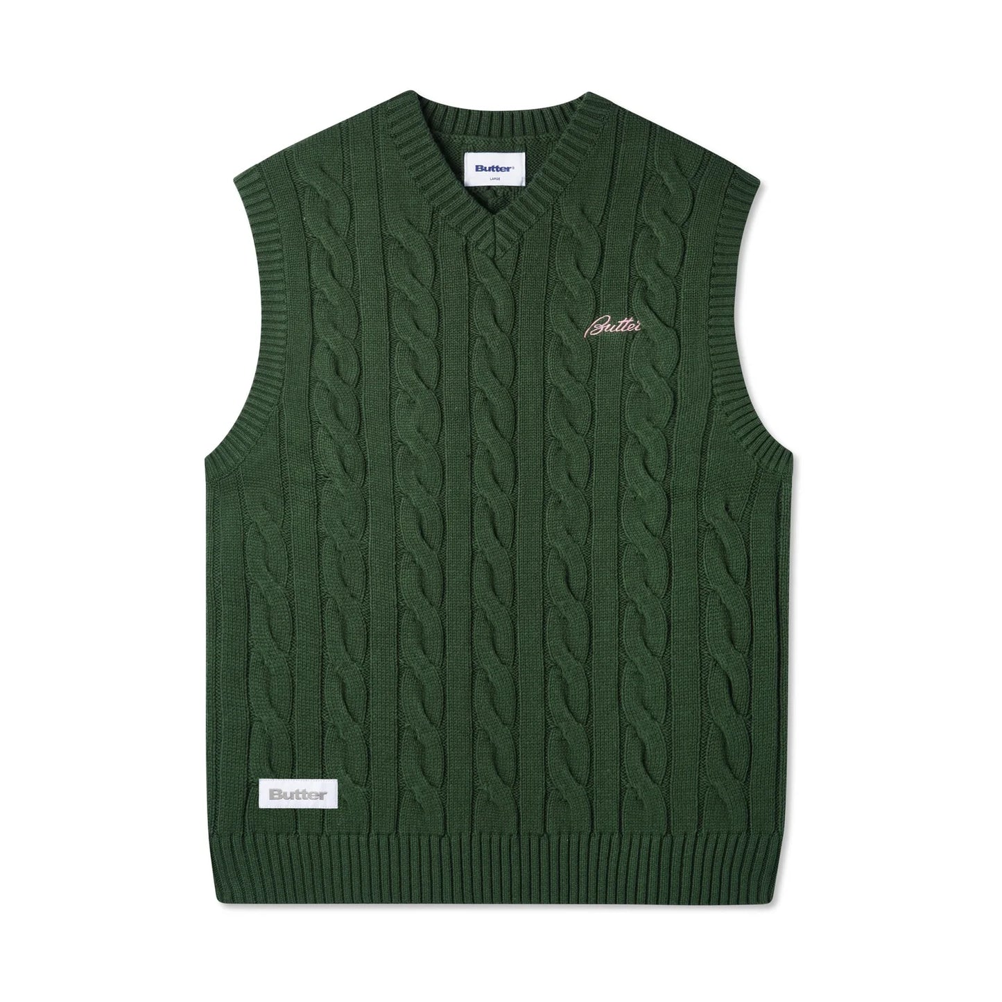 Butter Goods Cable Knit Vest - Forest Green