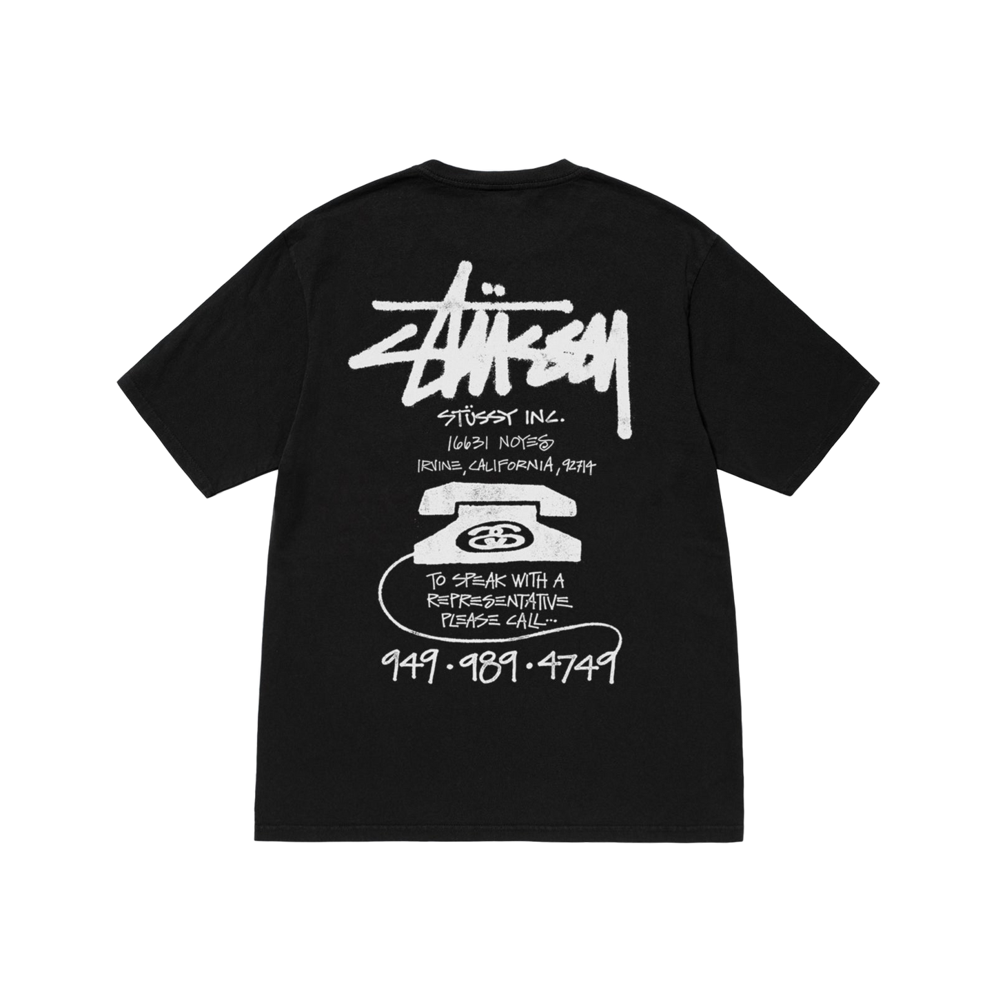 Stussy Old Phone Pigment Dyed Tee - Black