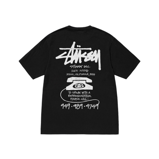 Stussy Old Phone Pigment Dyed Tee - Black