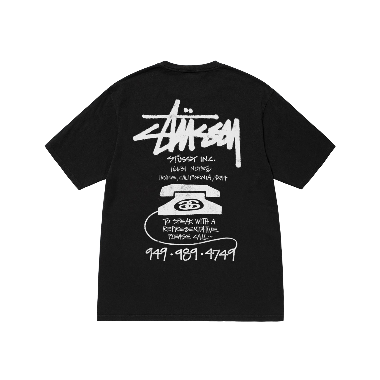 Stussy Old Phone Pigment Dyed Tee - Black