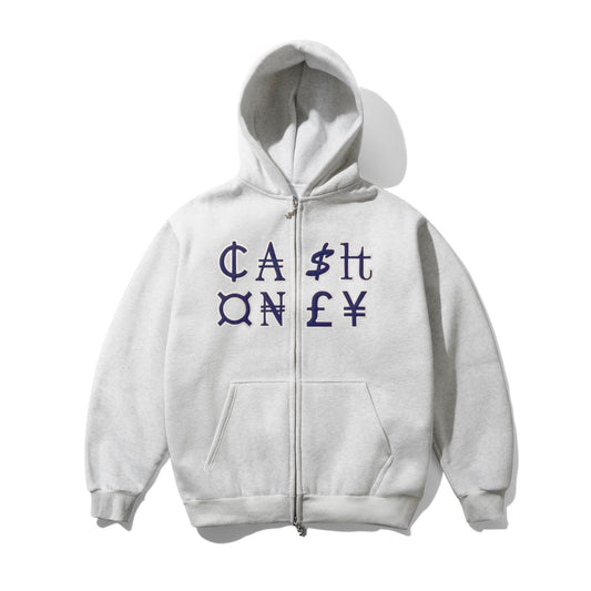Cash Only Currency Zip-Thru Hoodie - Ash