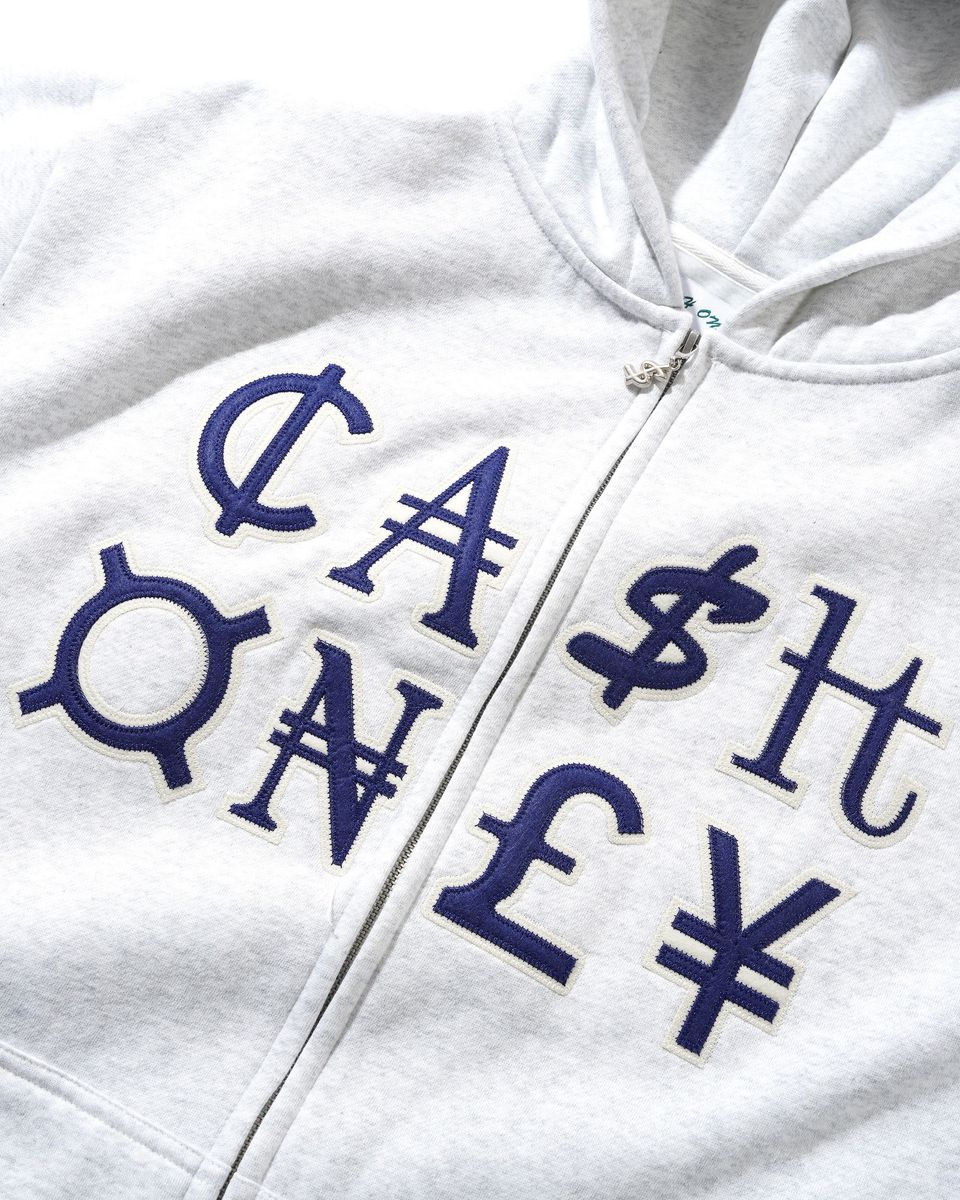 Cash Only Currency Zip-Thru Hoodie - Ash