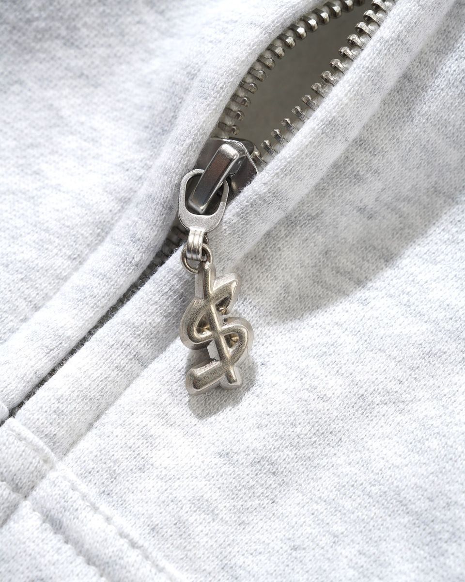 Cash Only Currency Zip-Thru Hoodie - Ash