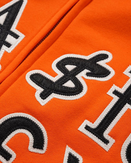 Cash Only Currency Zip-Thru Hoodie - Orange