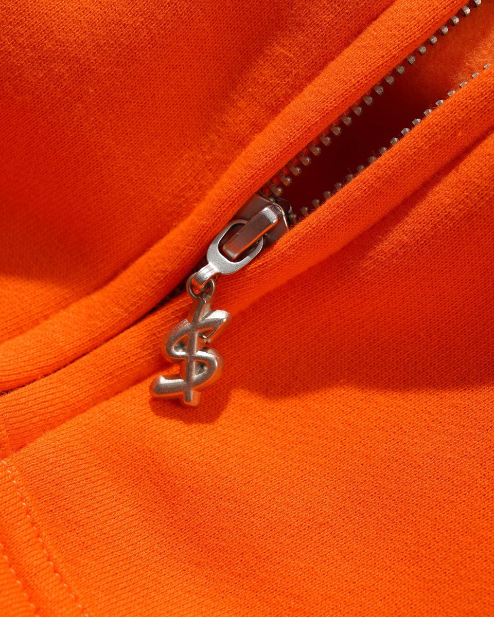 Cash Only Currency Zip-Thru Hoodie - Orange