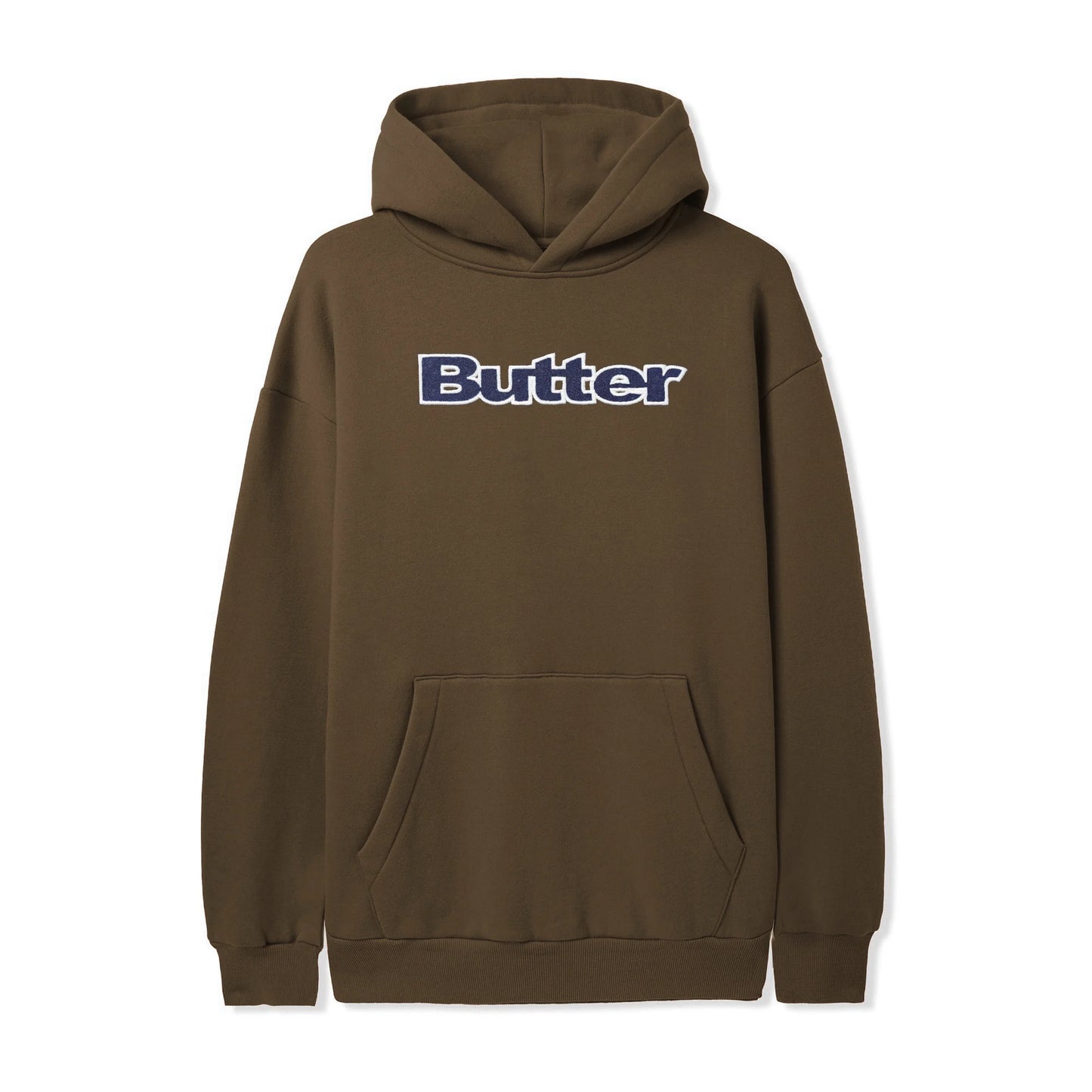 Butter Goods Logo Denim Applique Hoodie - Brown