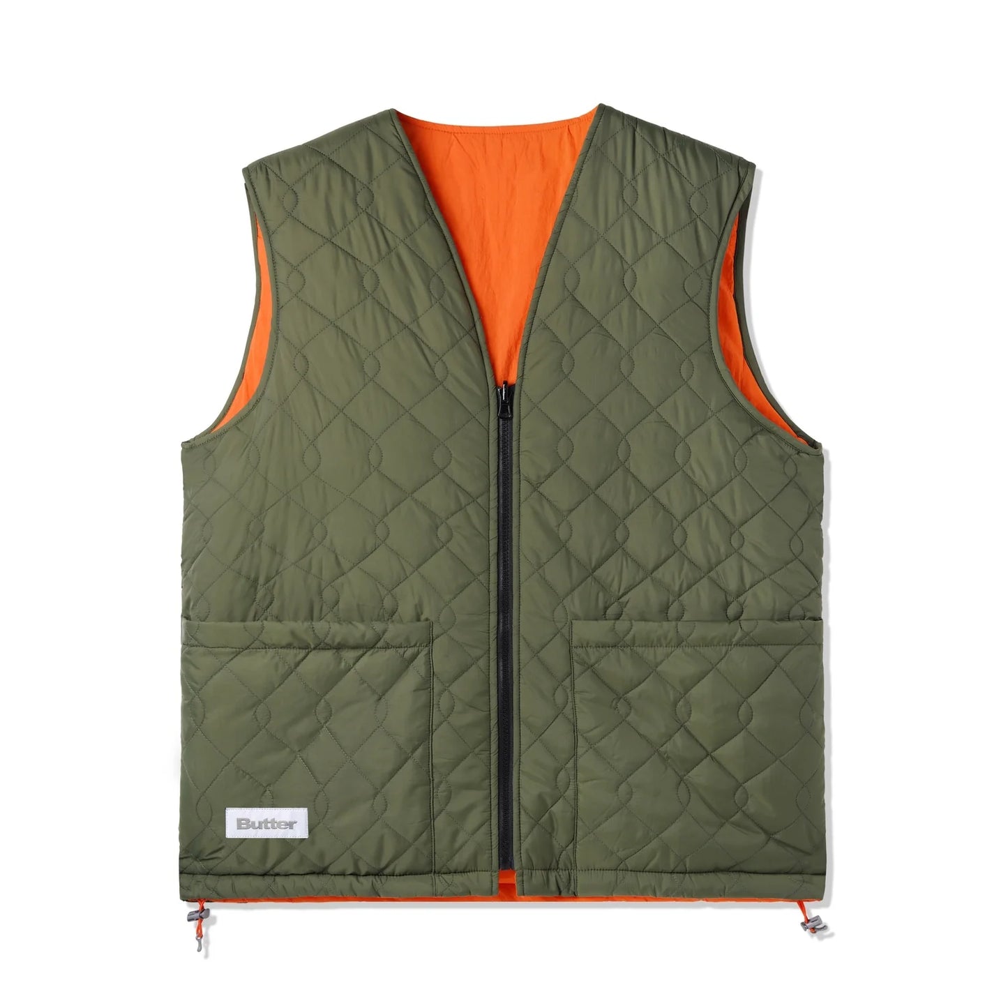 Butter Goods Chainlink Reversible Puffer Vest - Army/Orange