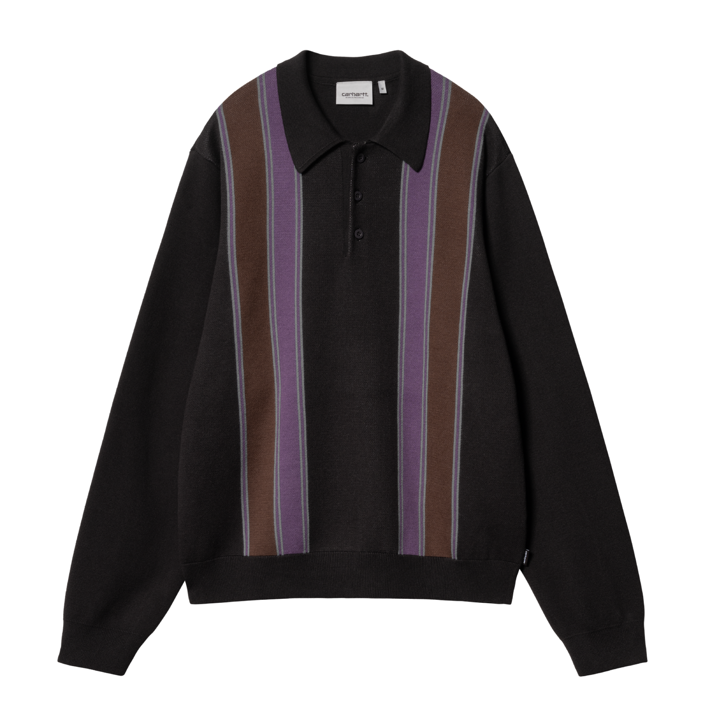 Carhartt WIP Arlo Polo Longsleeve - Aura Black/Kendricks Stripe