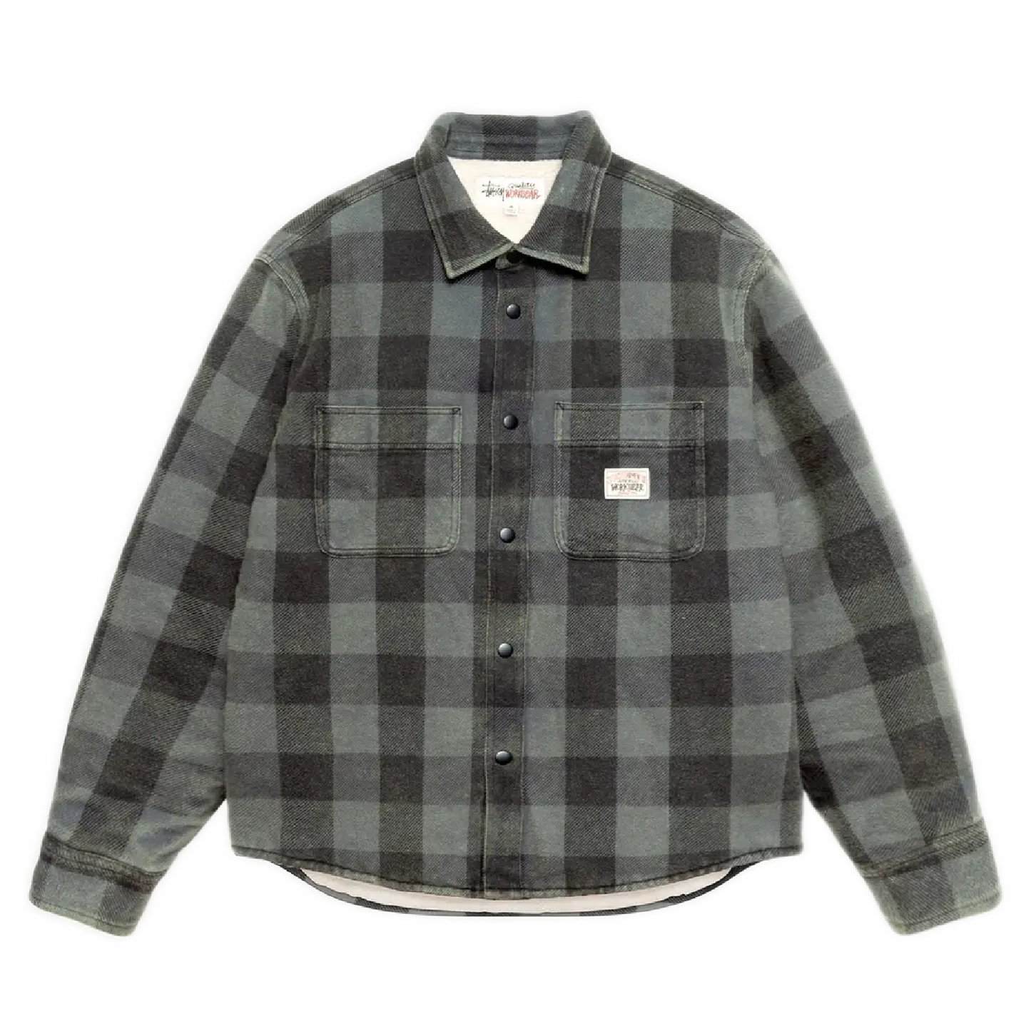 Stussy Sherpa Lined Buffalo Plaid Shirt - Grey