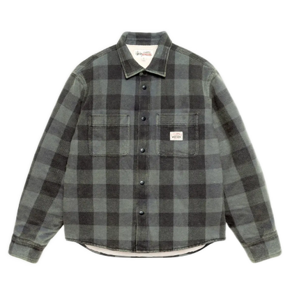 Stussy Sherpa Lined Buffalo Plaid Shirt - Grey