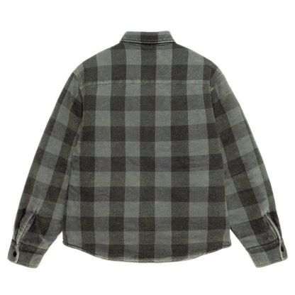 Stussy Sherpa Lined Buffalo Plaid Shirt - Grey