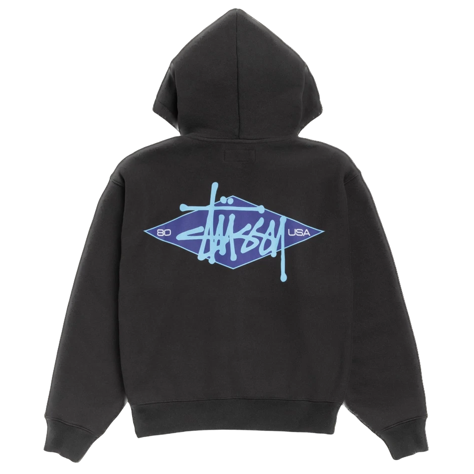 Stussy Basic Diamond Zip Hoodie - Black
