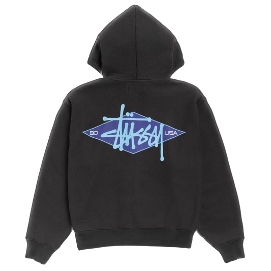 Stussy Basic Diamond Zip Hoodie - Black