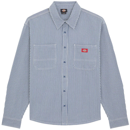 Dickies Hickory Stripe Longsleeve Work Shirt - Retro Indigo