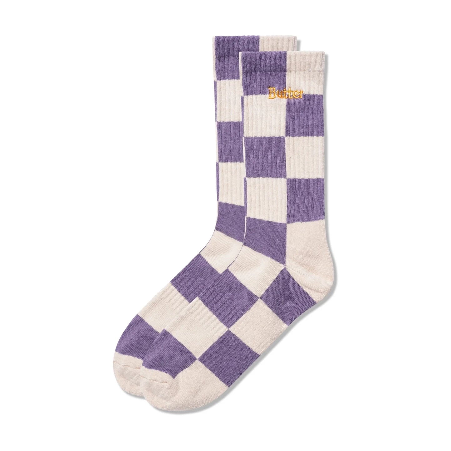 Butter Goods Checkered Socks - Cream/Lavender