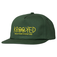 Load image into Gallery viewer, Krooked Eyes Snapback - Dark Green/Yellow