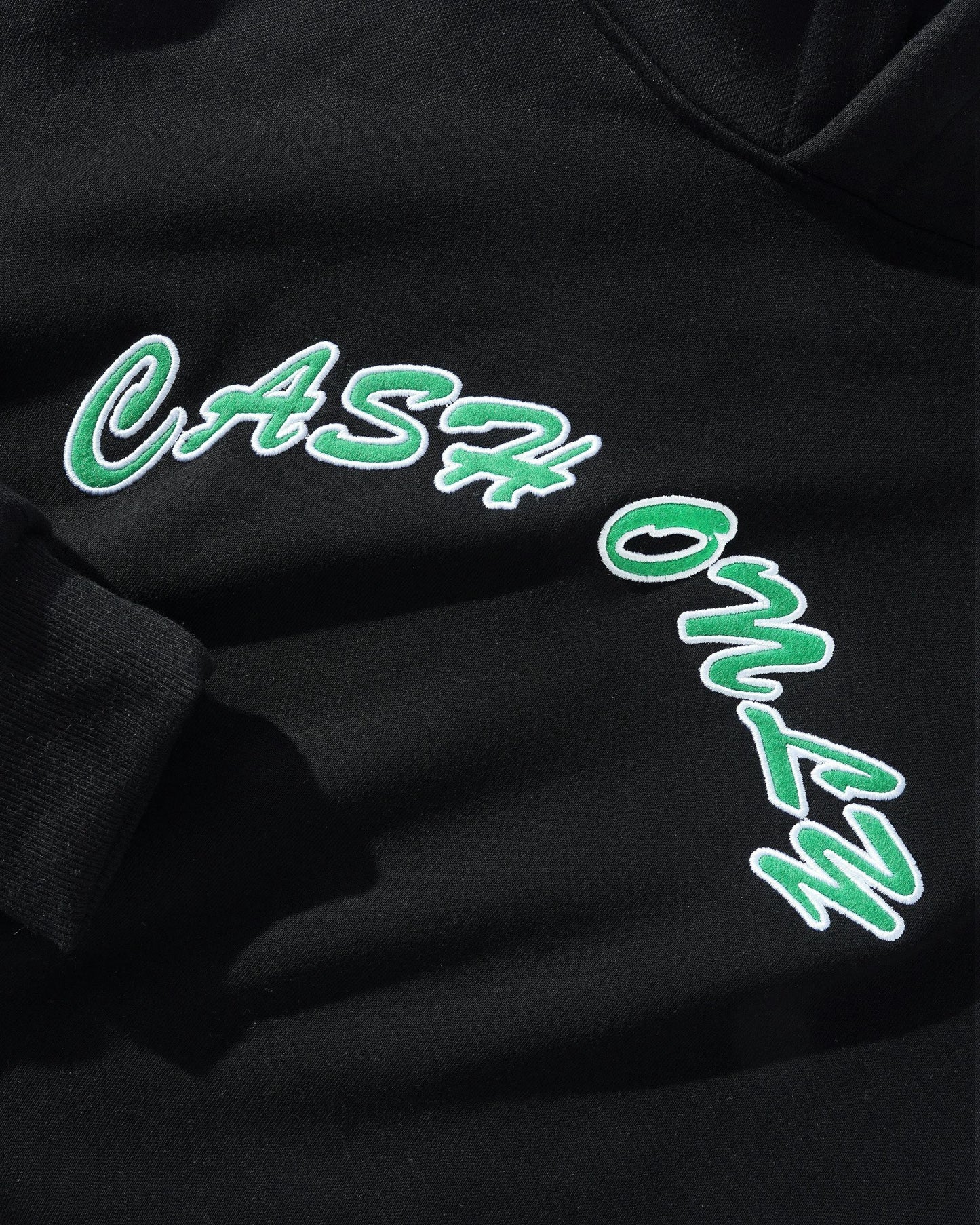 Cash Only Felt Applique Logo Pullover Hood - Black