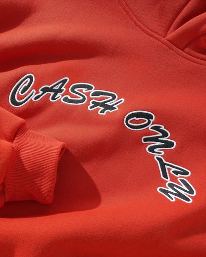 Cash Only Felt Applique Logo Pullover Hood - Chilli