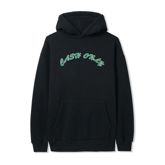 Cash Only Felt Applique Logo Pullover Hood - Black